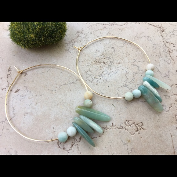 handmade Jewelry - Amazonite Hoops handmade Jewelry - Amazonite Hoops
